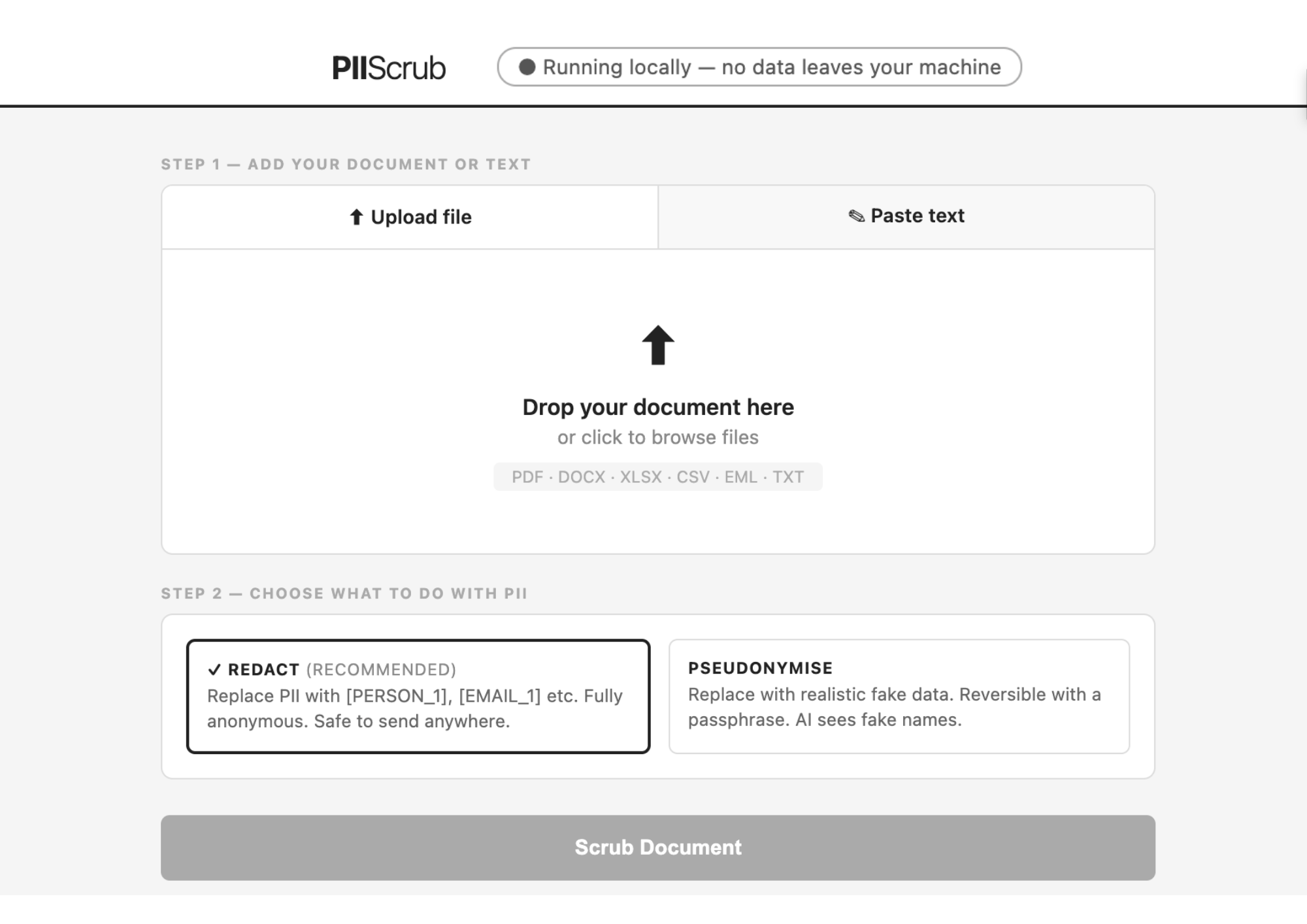 PiiScrub — PII scrubbing tool